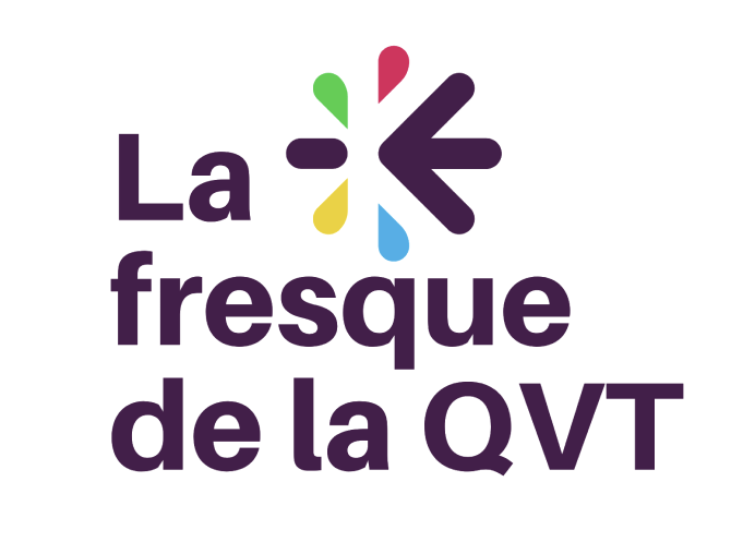Logo de La fresque de la QVT, avec une flèche et des couleurs vives.